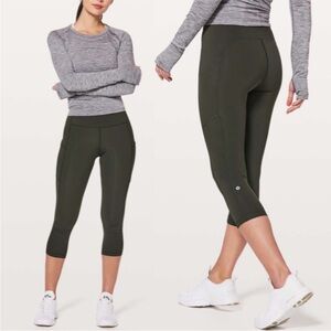 Lululemon Speed Up Crop Leggings 21” Evergreen Size 12